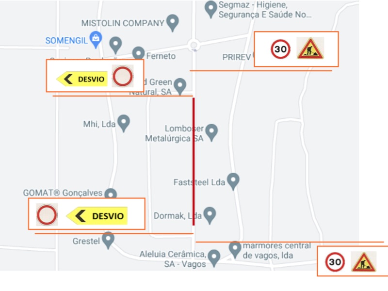 Vagos: Obras da AdRA levam a corte de transito na ZIV
